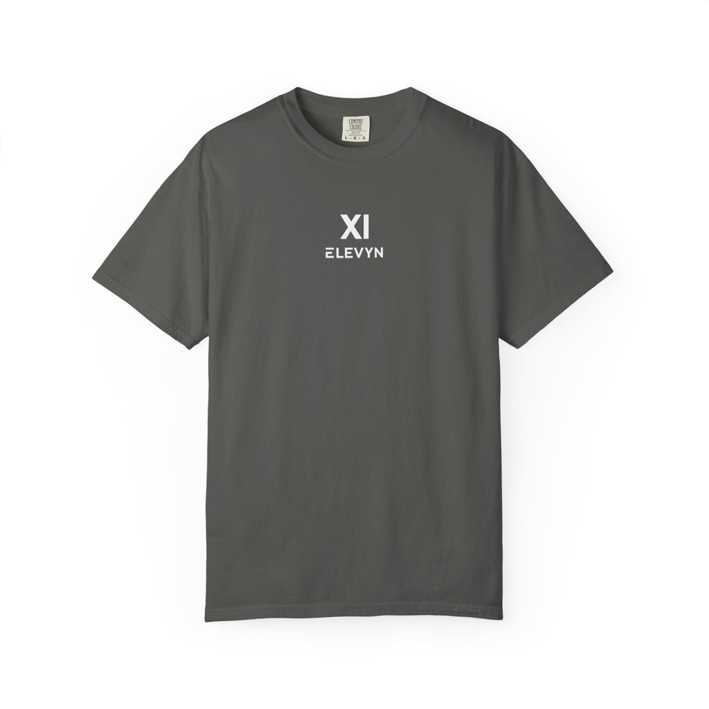 Elevyn-XI Logo T‑Shirt — Minimal Front Emblem & Back Lightburst Graphic