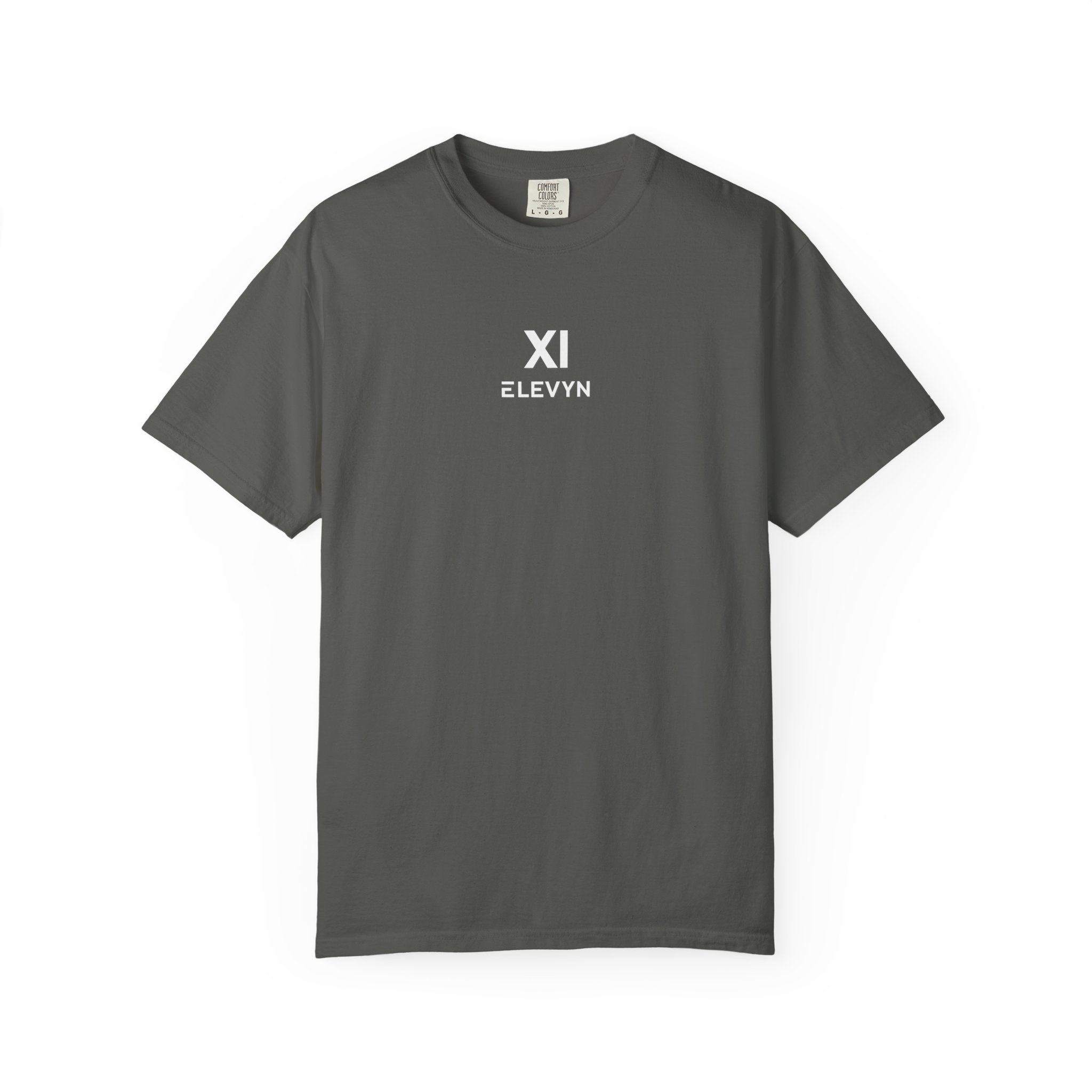 Elevyn-XI Logo T‑Shirt — Minimal Front Emblem & Back Lightburst Graphic